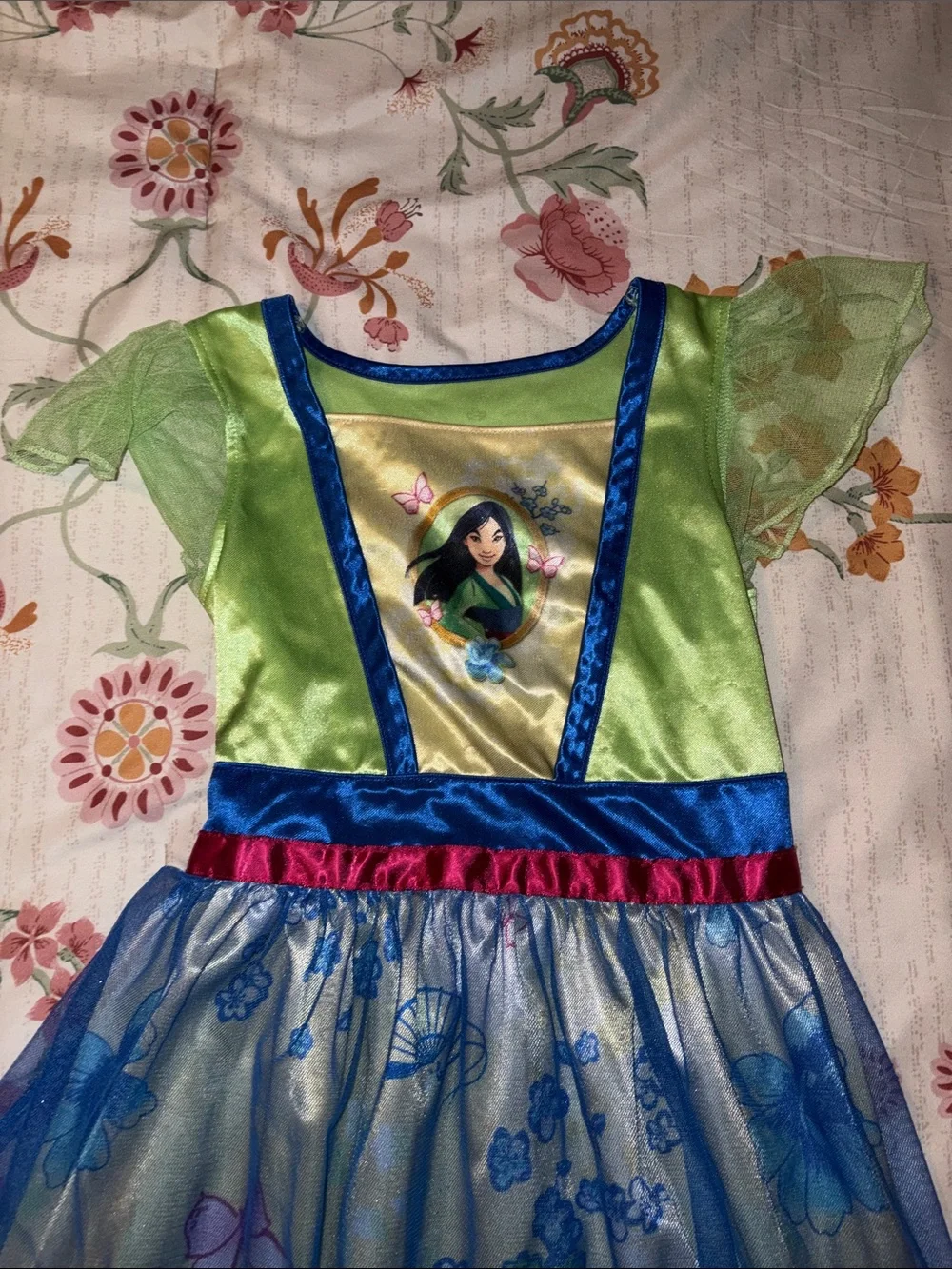Disney Green and Blue Floral Princess Nightgown with Character Detail